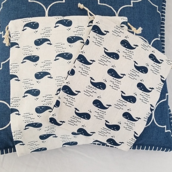 NEW BUNDLE Drawstring Bag Set of 2 Whales Small and XS - Picture 4 of 7
